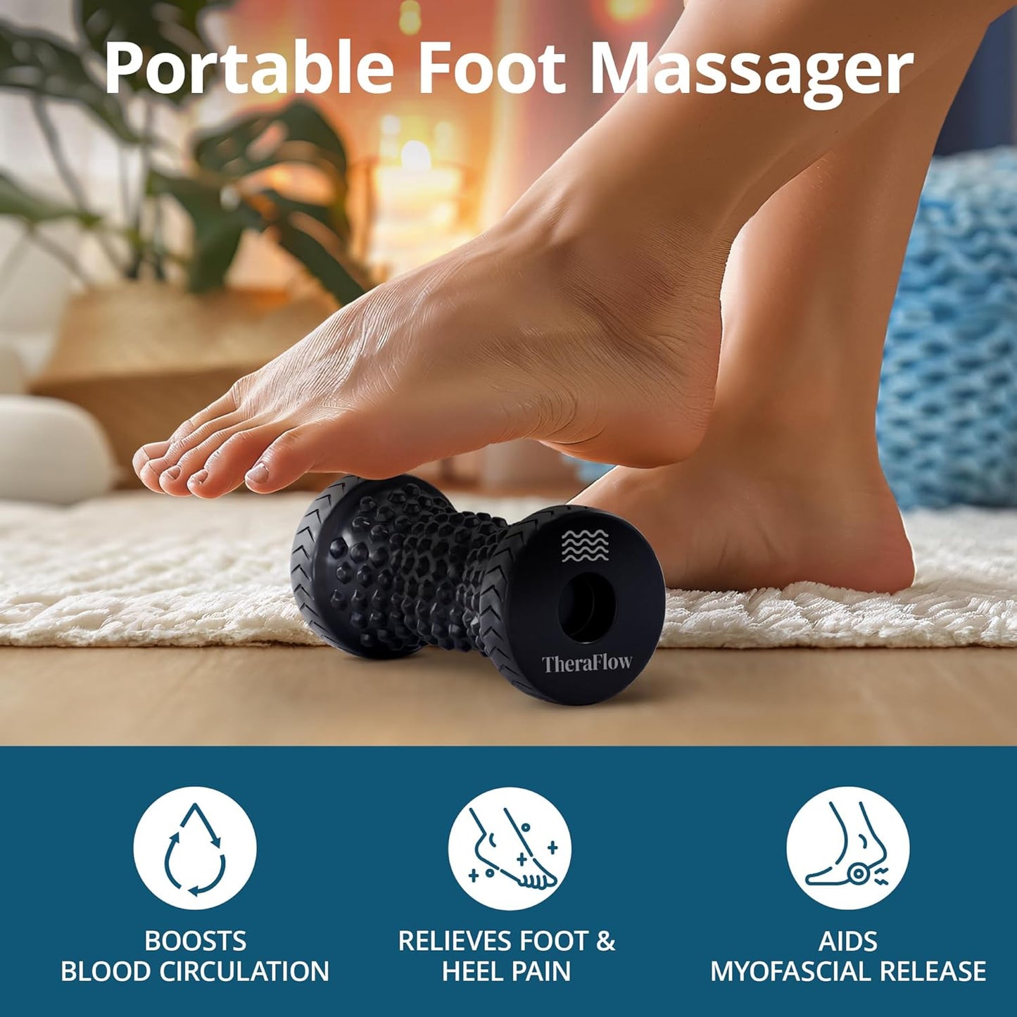TheraFlow Plantar Fasciitis Foot Roller - Circulation & Muscle Relief